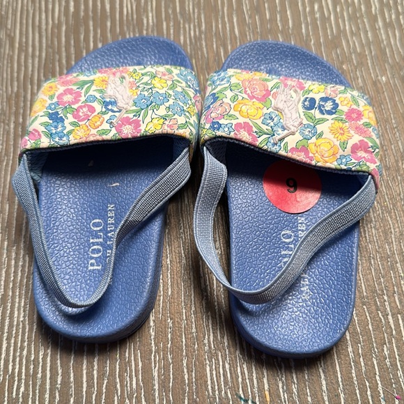 Baby Ralph Lauren Polo Floral Slides. Sz 6. NEW - Picture 2 of 3